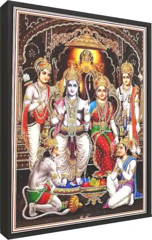 Majestic Ram Darbar Portrait Wall Art — floater frame preview | PrintPosters.in
