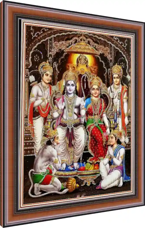 Majestic Ram Darbar Portrait Wall Art — photo frame preview | PrintPosters.in