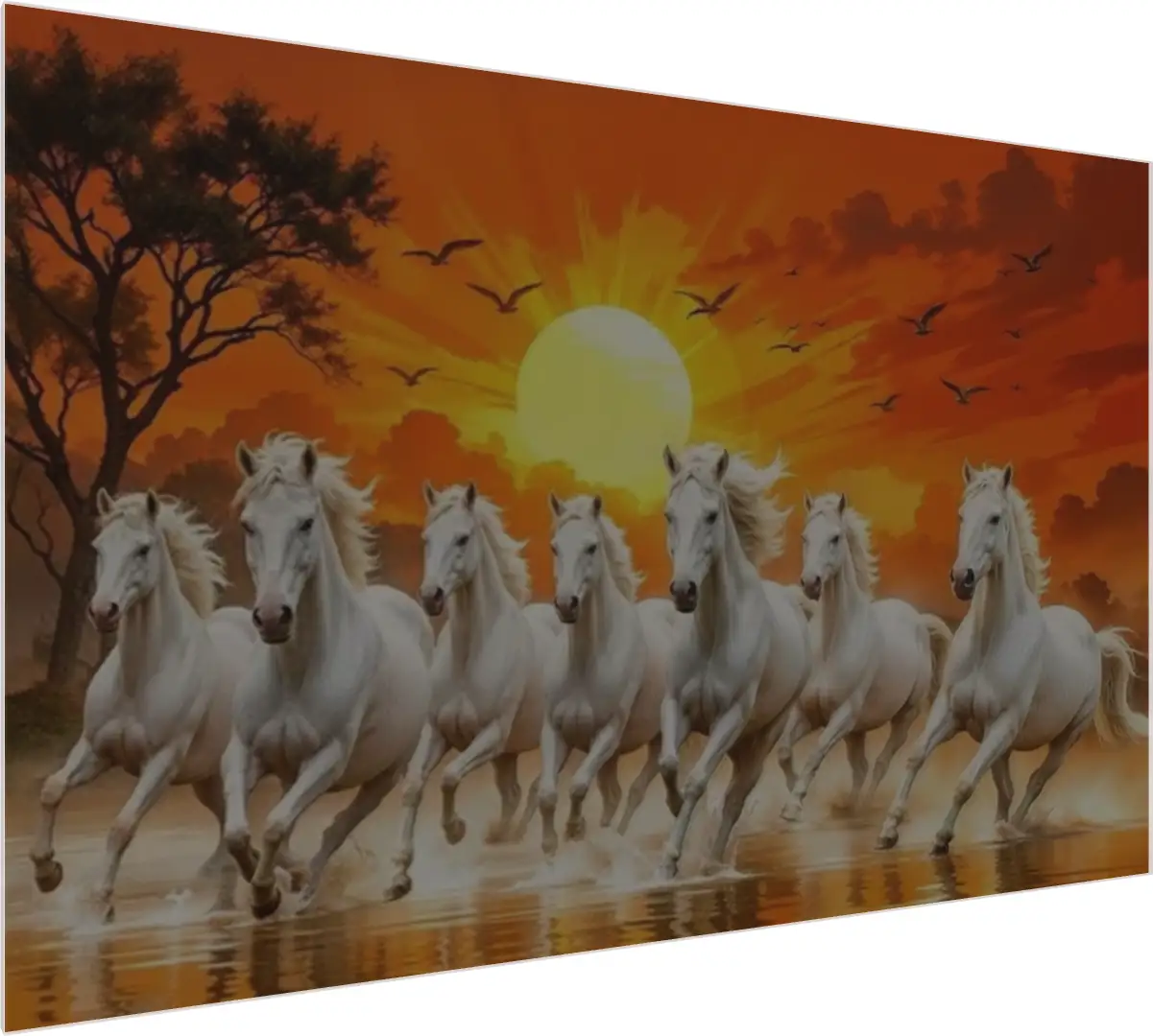 Majestic Seven Horses Running Print — acrylic preview | PrintPosters.in