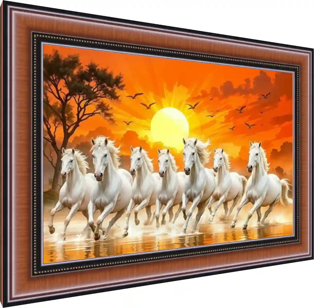 Majestic Seven Horses Running Print — photo frame preview | PrintPosters.in