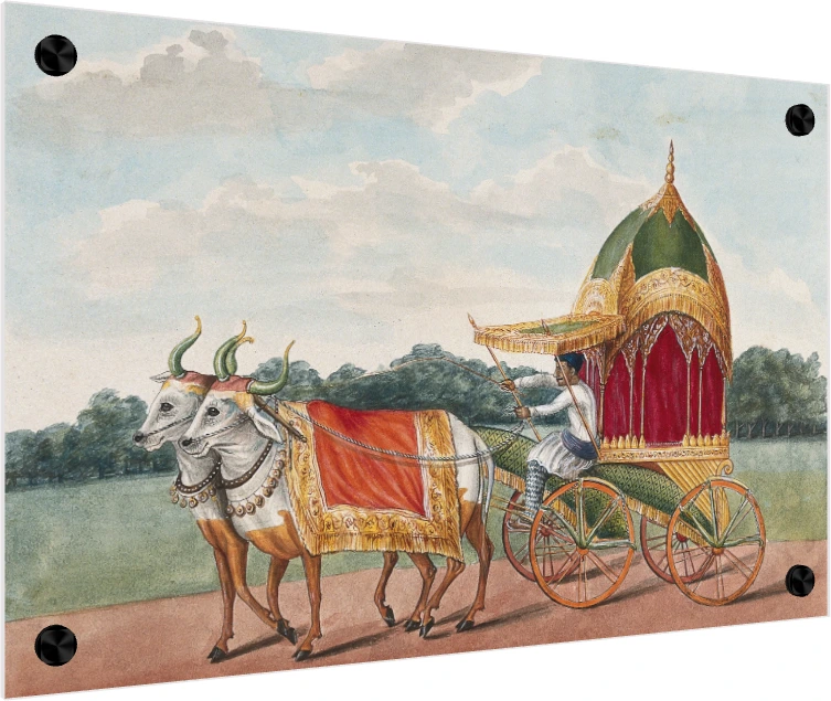 Vintage Indian Oxen Carriage Canvas Print wall art print — acrylic preview | PrintPosters.in