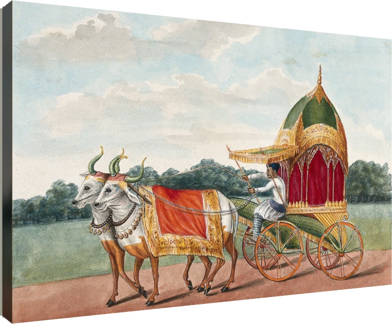 Vintage Indian Oxen Carriage Canvas Print wall art print | PrintPosters.in
