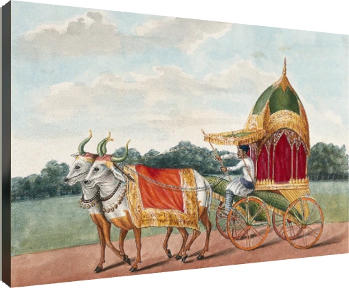 Vintage Indian Oxen Carriage Canvas Print wall art print | PrintPosters.in