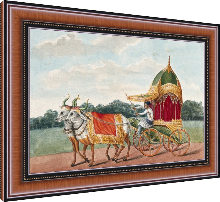 Vintage Indian Oxen Carriage Canvas Print wall art print — photo frame preview | PrintPosters.in