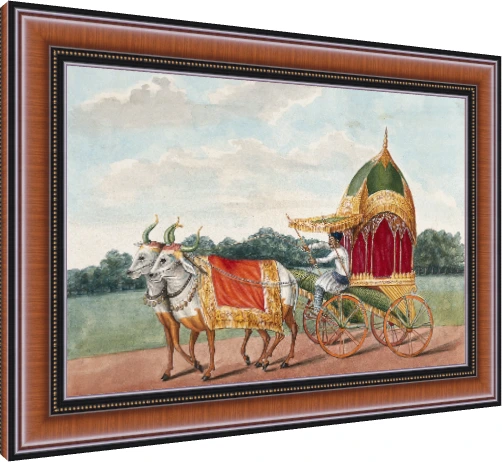 Vintage Indian Oxen Carriage Canvas Print wall art print — photo frame preview | PrintPosters.in