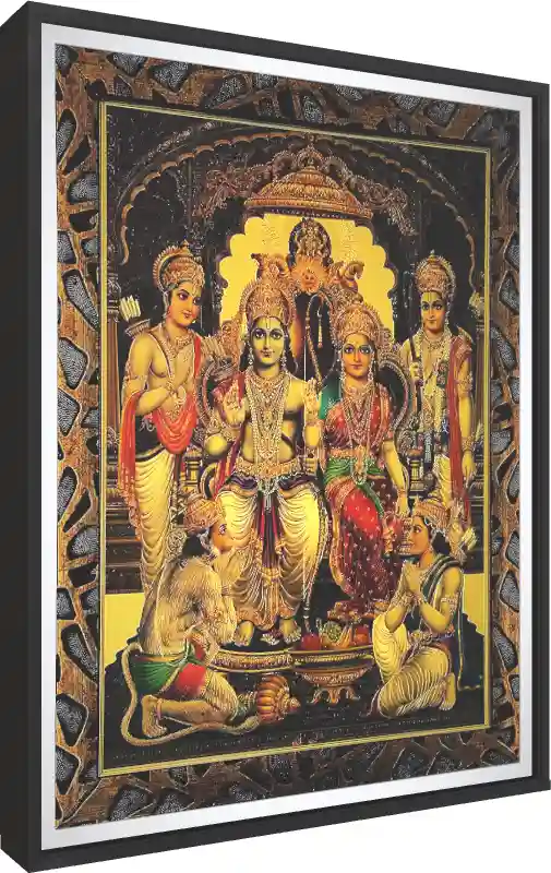 Vibrant Ram Darbar Spiritual Canvas — floater frame preview | PrintPosters.in