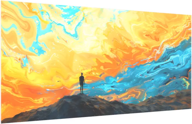 Person on Mountain Abstract Landscape — acrylic preview | PrintPosters.in