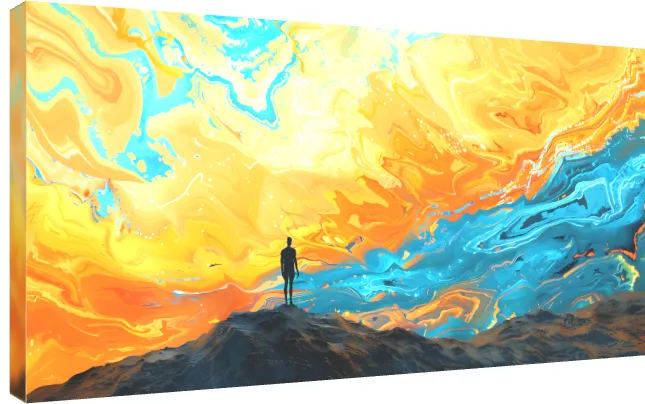 Person on Mountain Abstract Landscape | PrintPosters.in