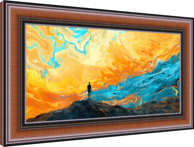 Person on Mountain Abstract Landscape — photo frame preview | PrintPosters.in