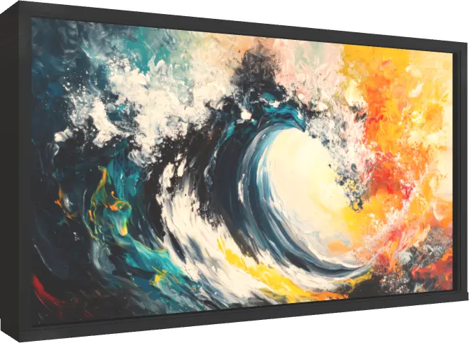Vivid Abstract Ocean Wave Wall Art — floater frame preview | PrintPosters.in