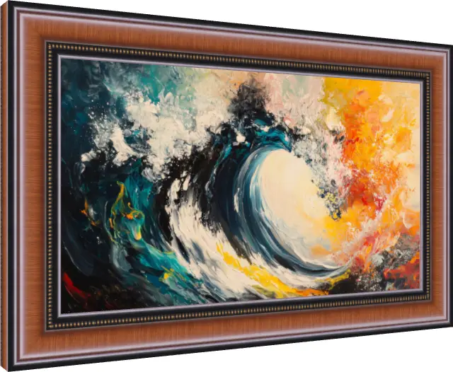 Vivid Abstract Ocean Wave Wall Art — photo frame preview | PrintPosters.in