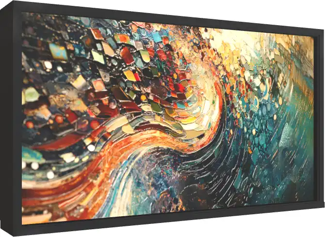 Vibrant Textured Abstract Oil Print — floater frame preview | PrintPosters.in
