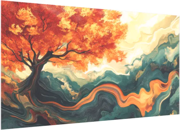 Swirling Autumn Tree Abstract Landscape — acrylic preview | PrintPosters.in