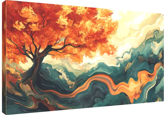Swirling Autumn Tree Abstract Landscape | PrintPosters.in