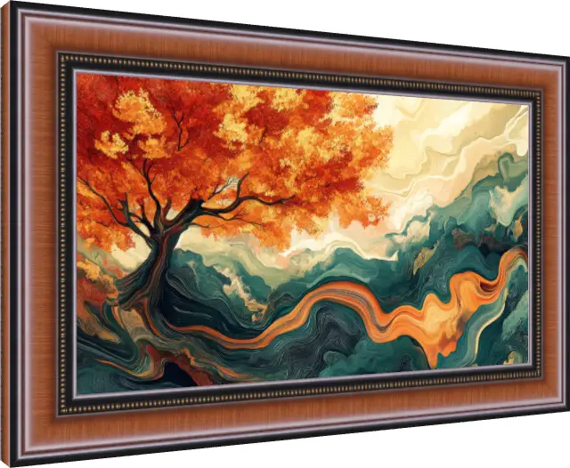 Swirling Autumn Tree Abstract Landscape — photo frame preview | PrintPosters.in