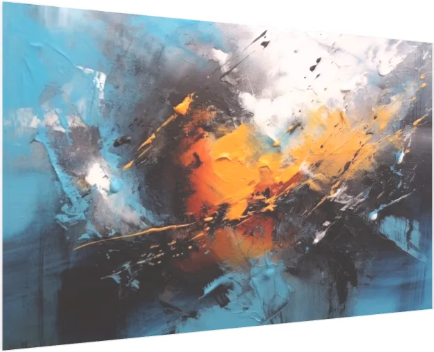 Yellow & Blue Geometric Abstract Print — acrylic preview | PrintPosters.in
