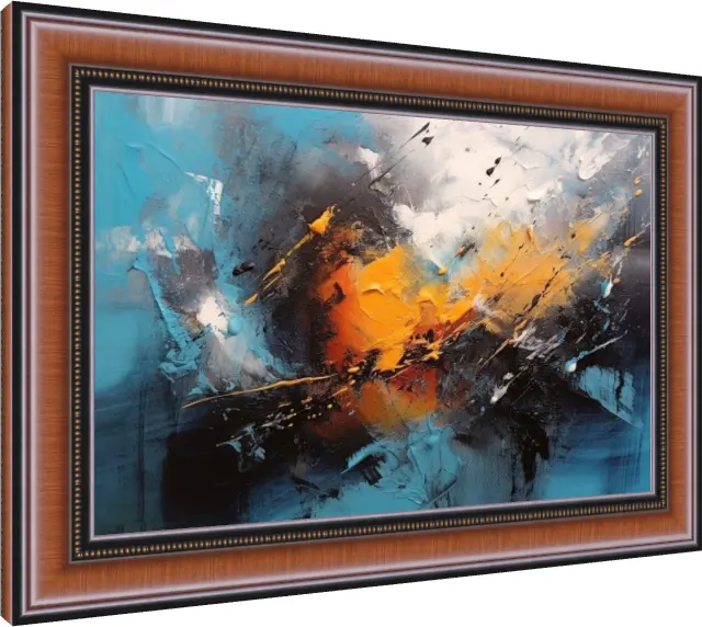 Yellow & Blue Geometric Abstract Print — photo frame preview | PrintPosters.in