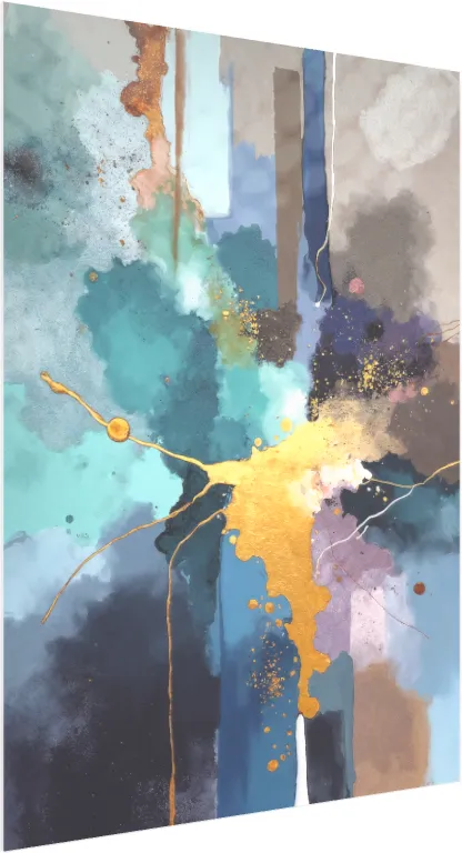 Elegant Abstract Watercolor with Gold Accents — acrylic preview | PrintPosters.in