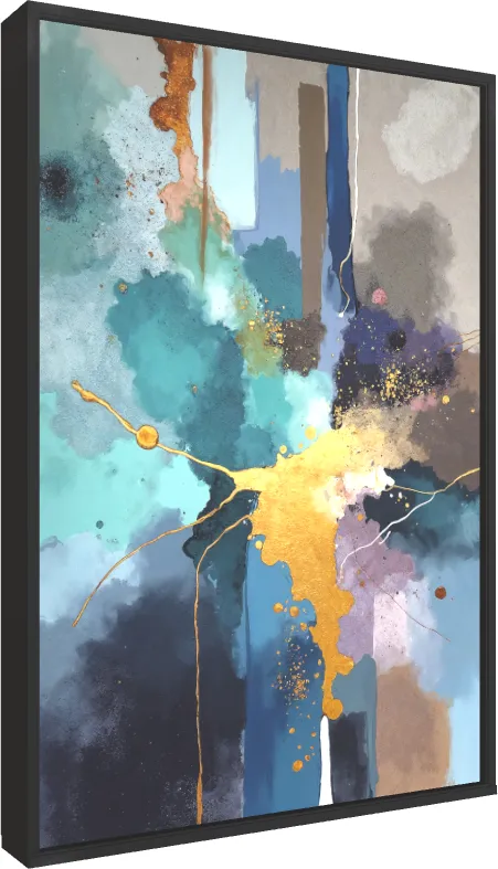 Elegant Abstract Watercolor with Gold Accents — floater frame preview | PrintPosters.in