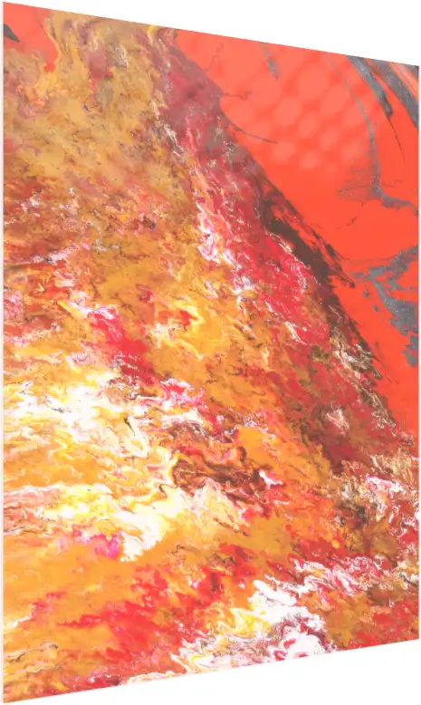 Abstract fluid art print featuring swirling patterns of fiery red, metallic gold, yellow, and white liquid acrylics. — acrylic preview | PrintPosters.in