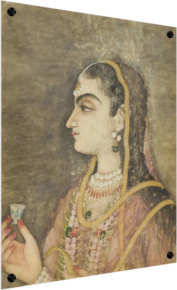Classic Indian Miniature Royal Portrait Canvas wall art print — acrylic preview | PrintPosters.in