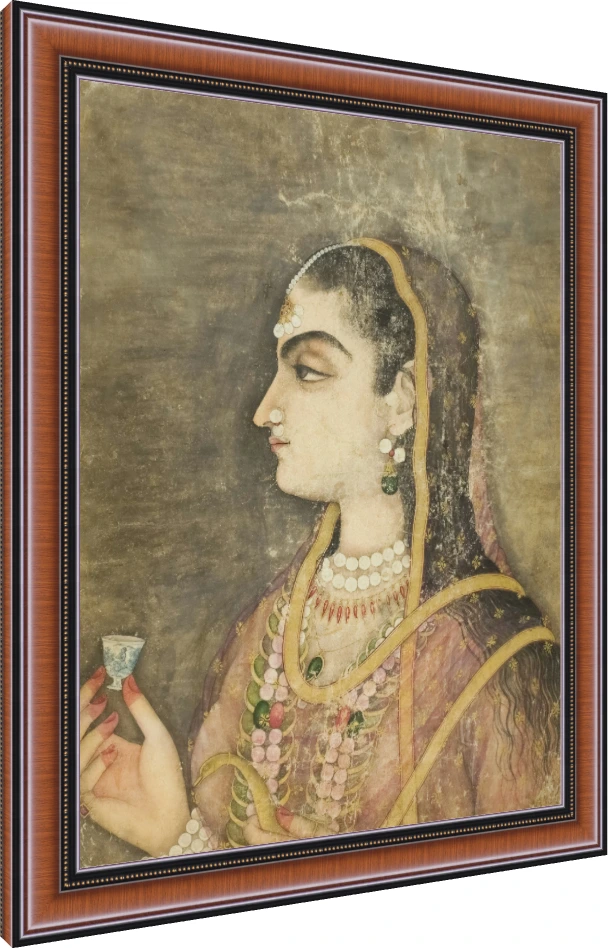 Classic Indian Miniature Royal Portrait Canvas wall art print — photo frame preview | PrintPosters.in