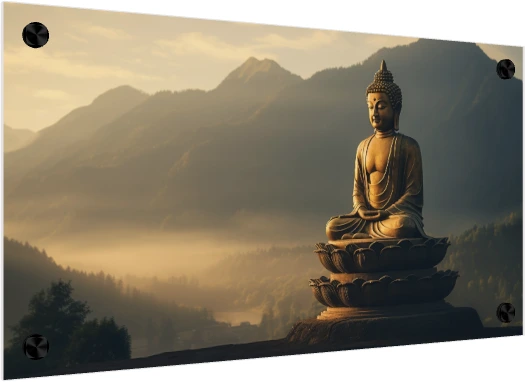 Mountain Valley Buddha Sunrise Canvas Print wall art print — acrylic preview | PrintPosters.in