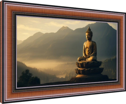 Mountain Valley Buddha Sunrise Canvas Print wall art print — photo frame preview | PrintPosters.in