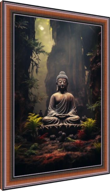Budha Mediation Statue wall art print — photo frame preview | PrintPosters.in