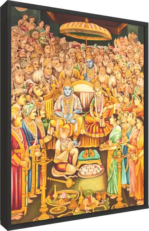 Serene Ram Darbar Devotional Wall Art — floater frame preview | PrintPosters.in