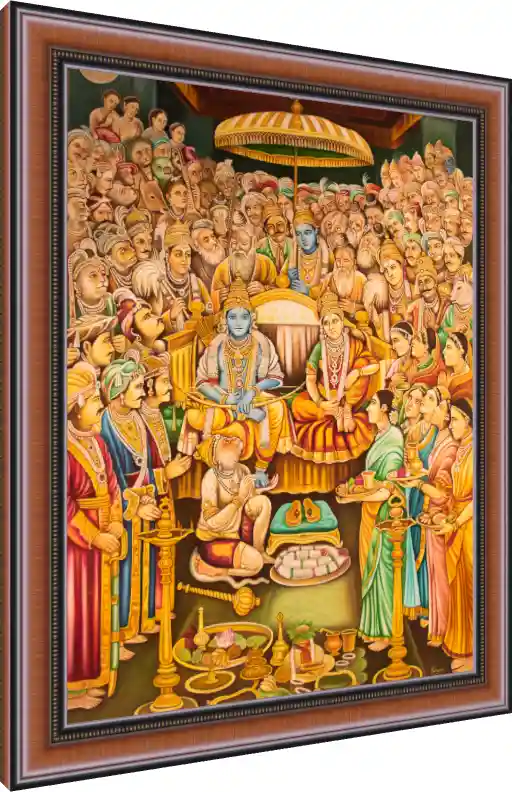 Serene Ram Darbar Devotional Wall Art — photo frame preview | PrintPosters.in
