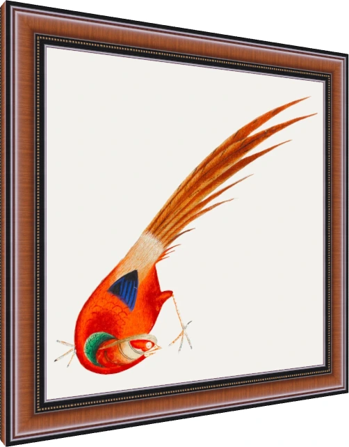 Traditional Asian Red Bird Painting Canvas wall art print — photo frame preview | PrintPosters.in