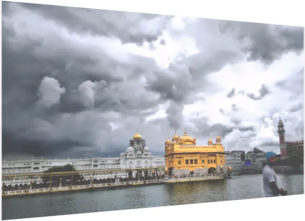 Golden Temple Night Illumination Canvas — acrylic preview | PrintPosters.in