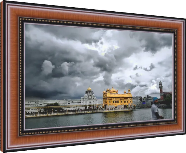 Golden Temple Night Illumination Canvas — photo frame preview | PrintPosters.in