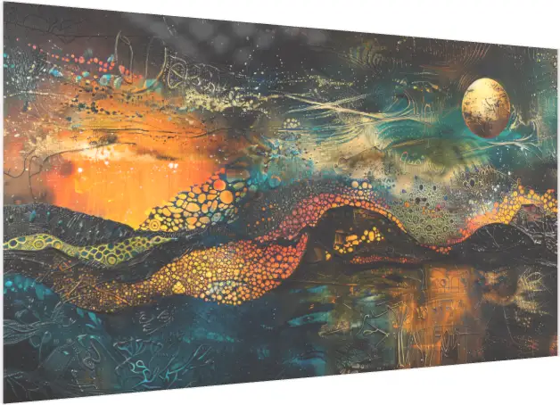 Dark Blue & Bright Orange Abstract Canvas — acrylic preview | PrintPosters.in