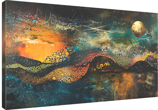 Dark Blue & Bright Orange Abstract Canvas | PrintPosters.in