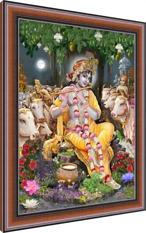 Enchanting Lord Krishna Wall Art — photo frame preview | PrintPosters.in