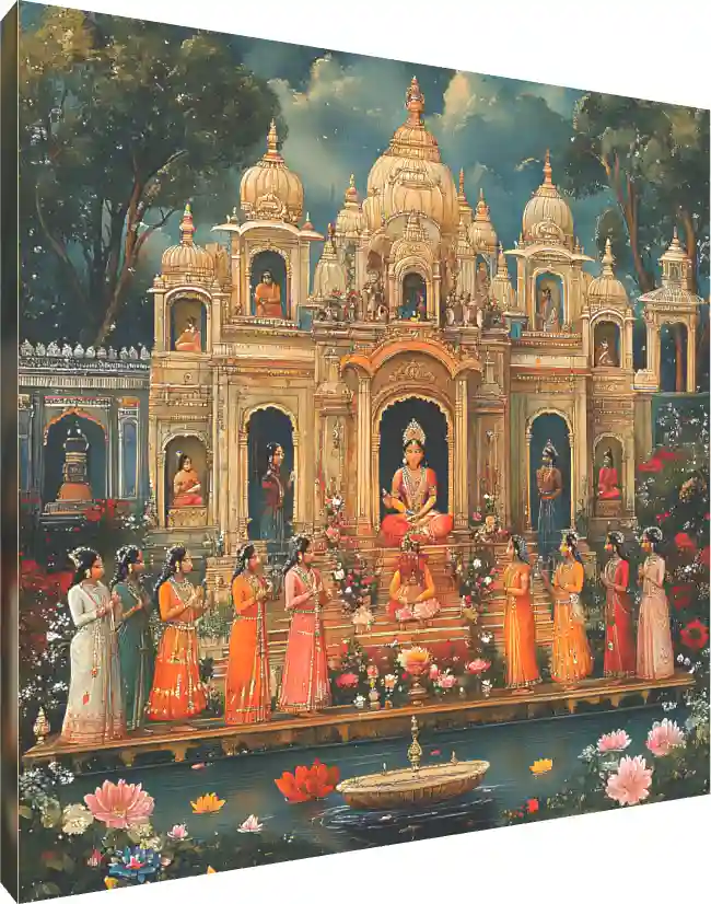 Vibrant Hindu Temple Devotion Canvas | PrintPosters.in