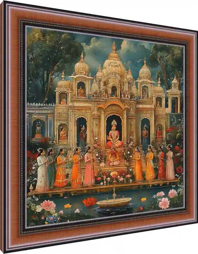 Vibrant Hindu Temple Devotion Canvas — photo frame preview | PrintPosters.in
