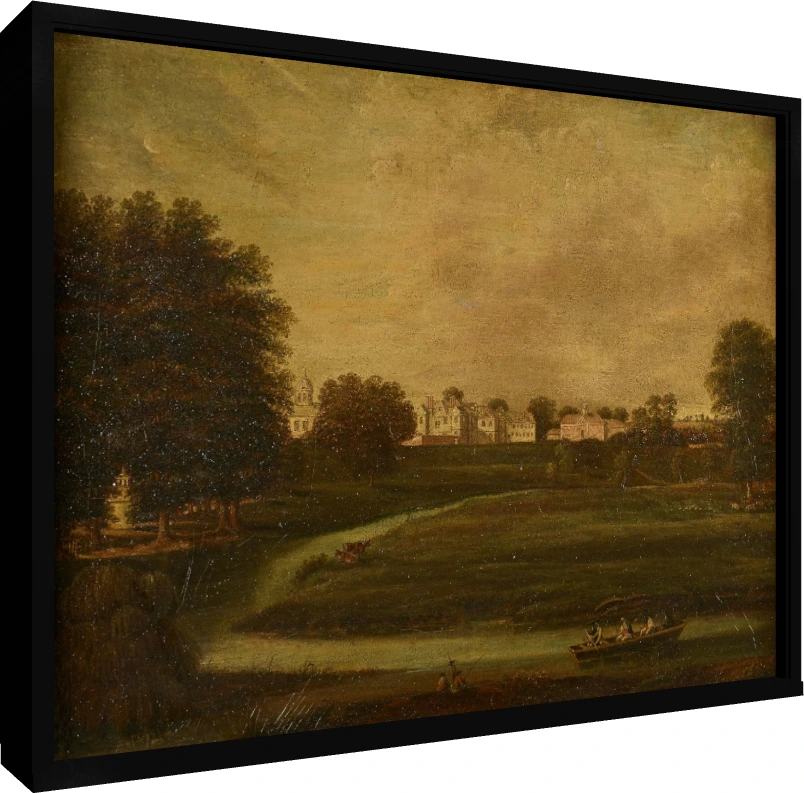 Birdingbury Hall Classic British Landscape Canvas wall art print — floater frame preview | PrintPosters.in