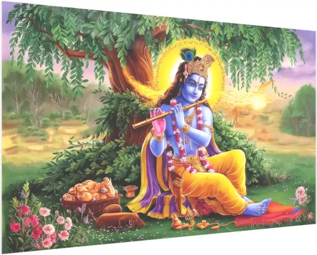 Divine Melody Janmashtami Krishna Print — acrylic preview | PrintPosters.in