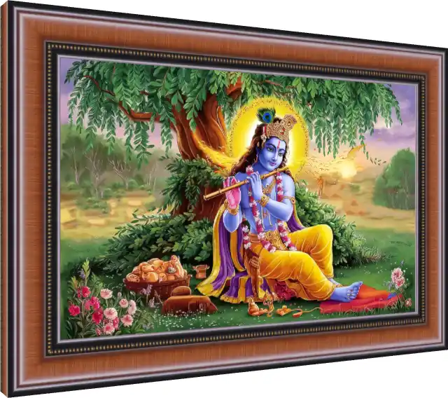 Divine Melody Janmashtami Krishna Print — photo frame preview | PrintPosters.in