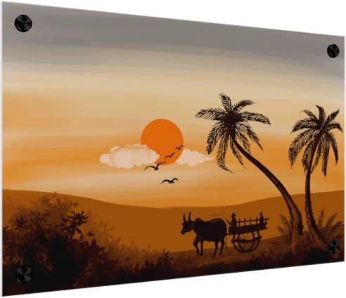Elegant Palm Tree Sunset Landscape Canvas wall art print — acrylic preview | PrintPosters.in