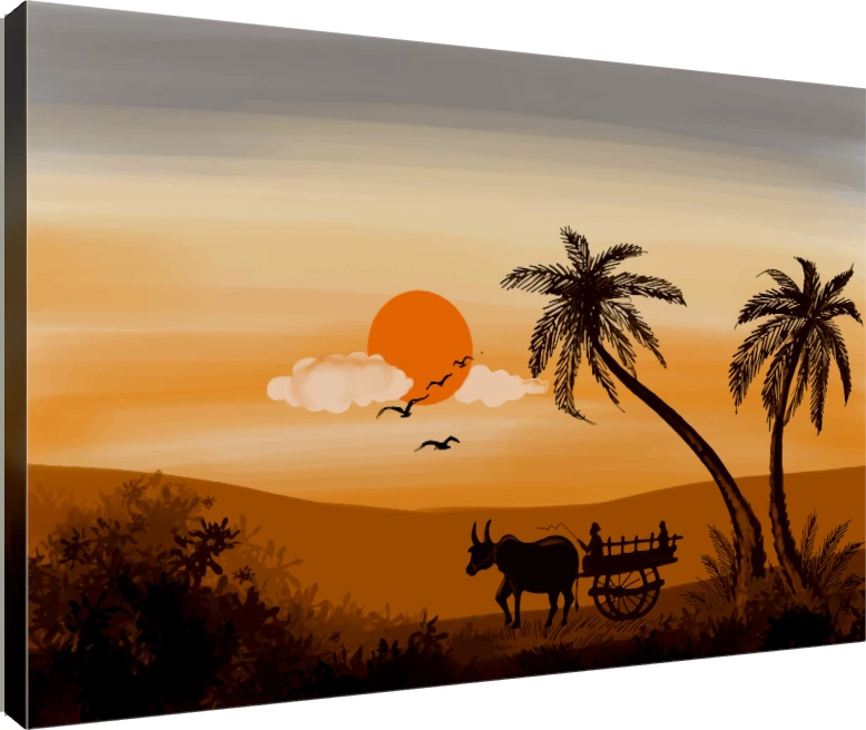 Elegant Palm Tree Sunset Landscape Canvas wall art print | PrintPosters.in