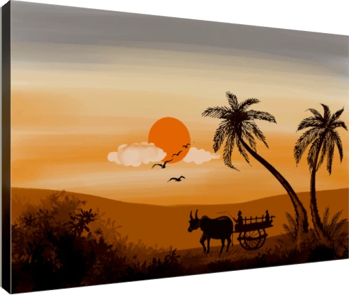 Elegant Palm Tree Sunset Landscape Canvas wall art print | PrintPosters.in