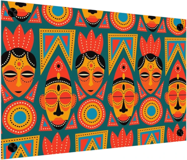 Vibrant African Mask Pattern Canvas Print wall art print — acrylic preview | PrintPosters.in