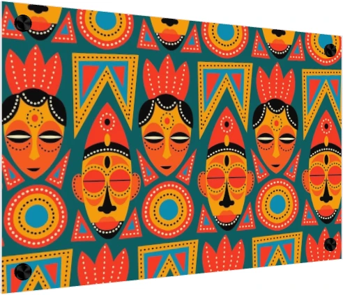 Vibrant African Mask Pattern Canvas Print wall art print — acrylic preview | PrintPosters.in