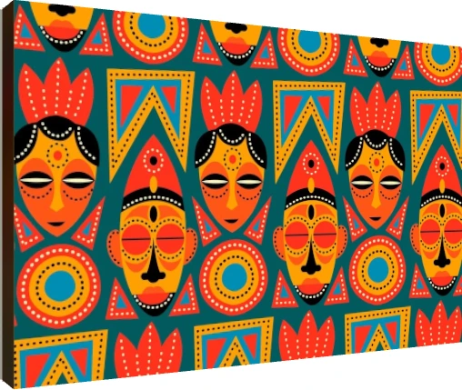 Vibrant African Mask Pattern Canvas Print wall art print | PrintPosters.in