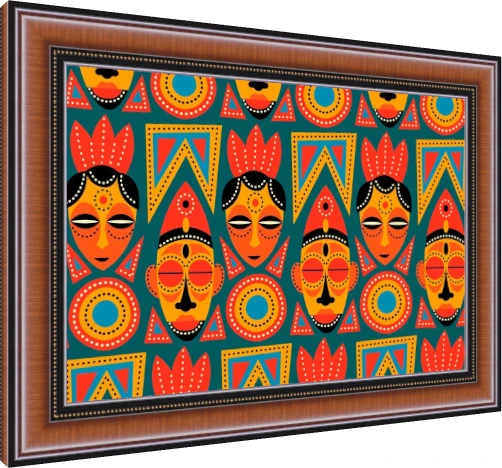 Vibrant African Mask Pattern Canvas Print wall art print — photo frame preview | PrintPosters.in