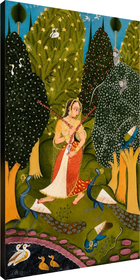 Gaudi Ragini Traditional Indian Miniature Canvas wall art print | PrintPosters.in